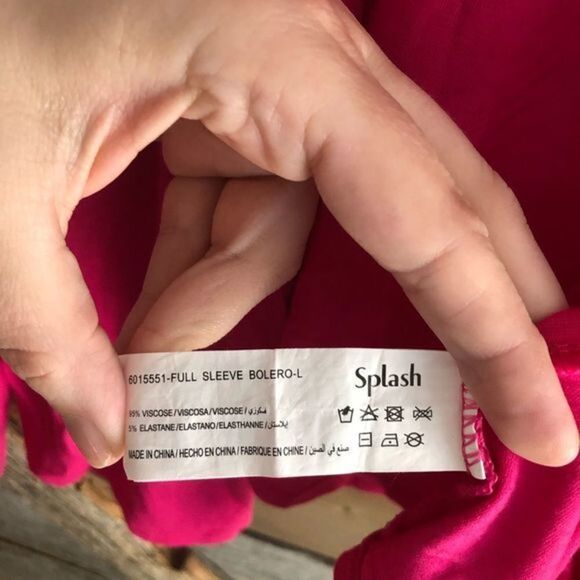 Splash Basic Size Med Bright pink cropped cardigan - Picture 5 of 5